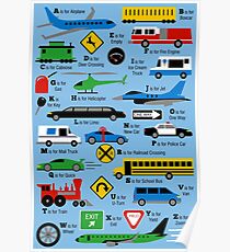 Planes, Trains, and Automobiles Alphabet Poster