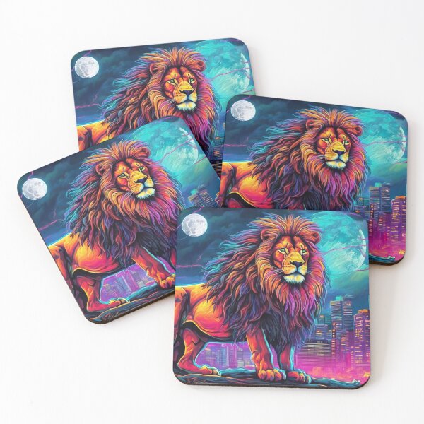Item preview, A muscular lion on the outskirts of the city, illuminated by flashbulbs and moonlight. designed and sold by domepicturez.
