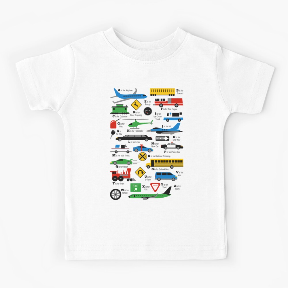 Planes, Trains, and Automobiles Alphabet Shirt Kids T-Shirt