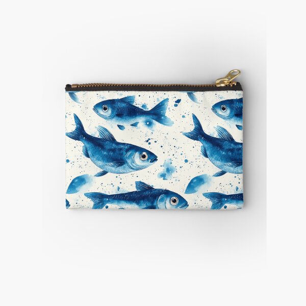 Item preview, Abstract illustration of a lot of small blue fish pattern designed and sold by DariyaDell.