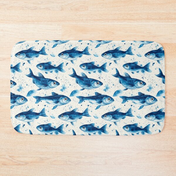 Item preview, Abstract illustration of a lot of small blue fish pattern designed and sold by DariyaDell.