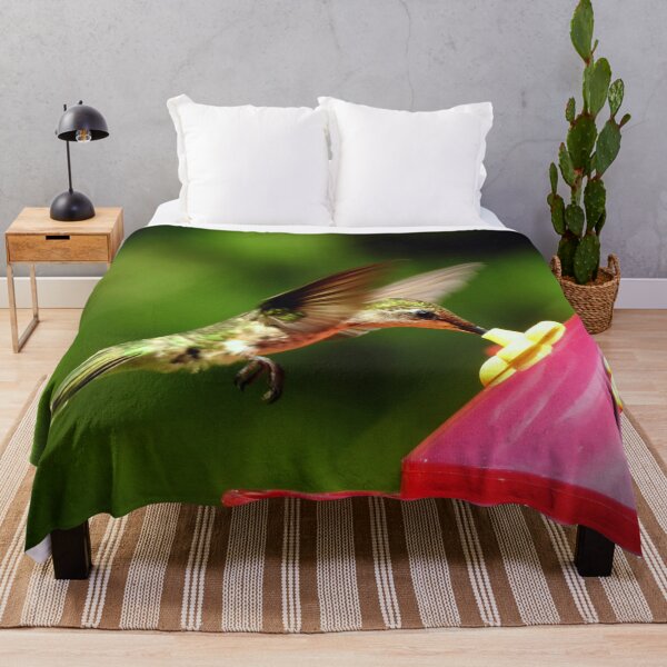 Item preview, Ruby Throat Hummingbird Feeding at Feeder Hovering designed and sold by Yellow Bird Studios.