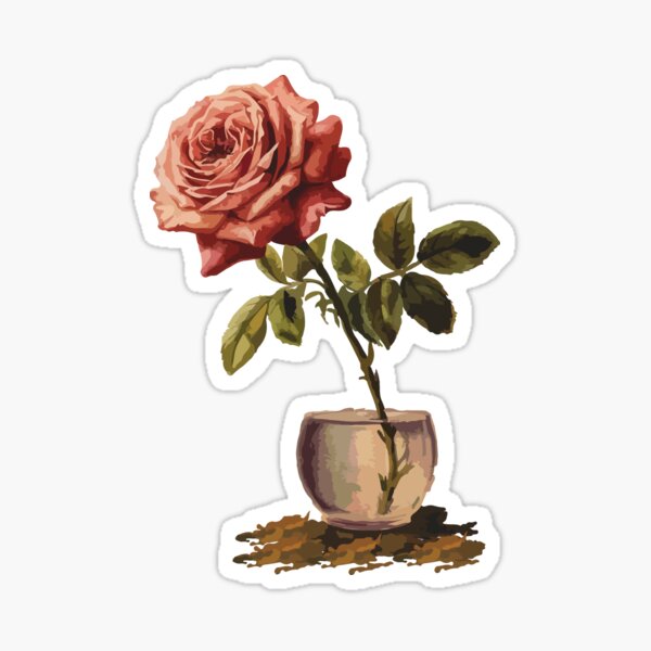 pink rose watercolor , modern Sticker