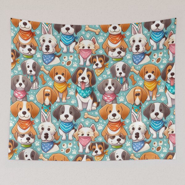 Item preview, Cute dogs and Bones with puppy pattern  designed and sold by HeeShirt.