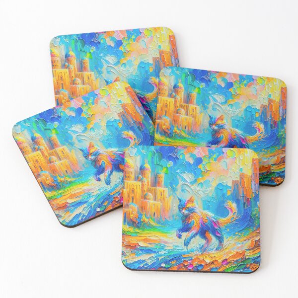 Item preview, Whimsical Cat in Vibrant Fantasy Landscape designed and sold by blackhalt.