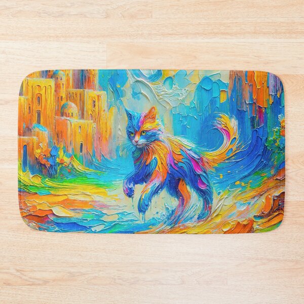 Item preview, Whimsical Cat in Vibrant Fantasy Landscape designed and sold by blackhalt.