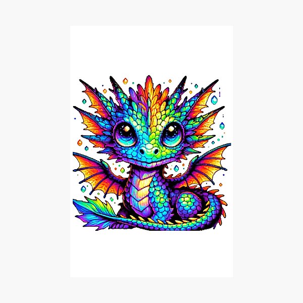 Item preview, Vibrant Rainbow Baby Dragon Fantasy Art designed and sold by GemBob Creations.