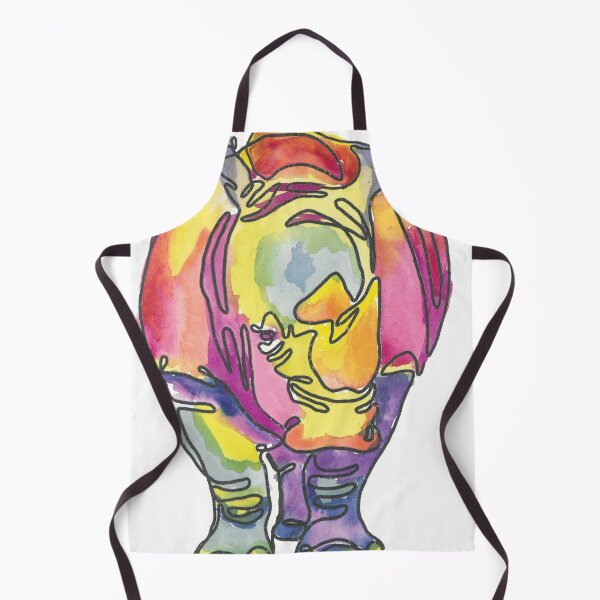 Item preview, Single line watercolor rhinoceros designed and sold by LaurenGottWorth.