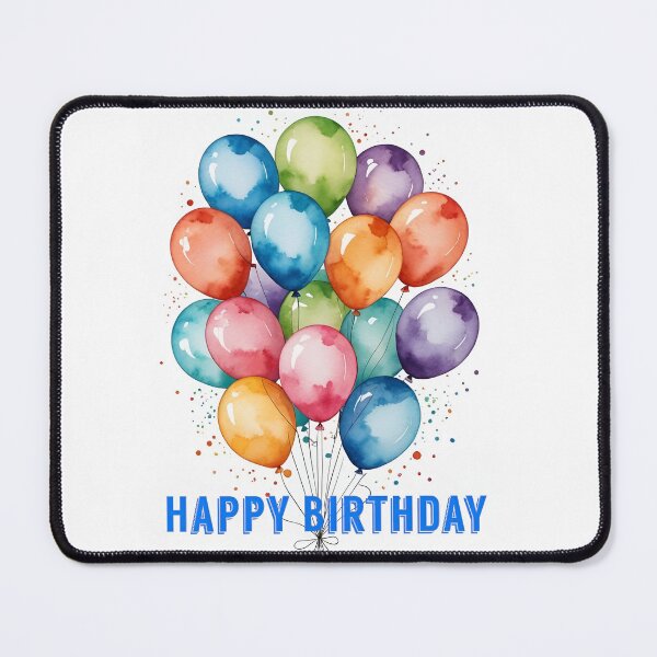 Item preview, Happy Birthday balloon card rainbow watercolor with blue text designed and sold by cheekylorns.