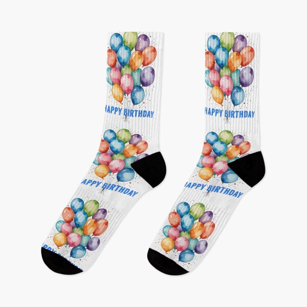 Item preview, Happy Birthday balloon card rainbow watercolor with blue text designed and sold by cheekylorns.