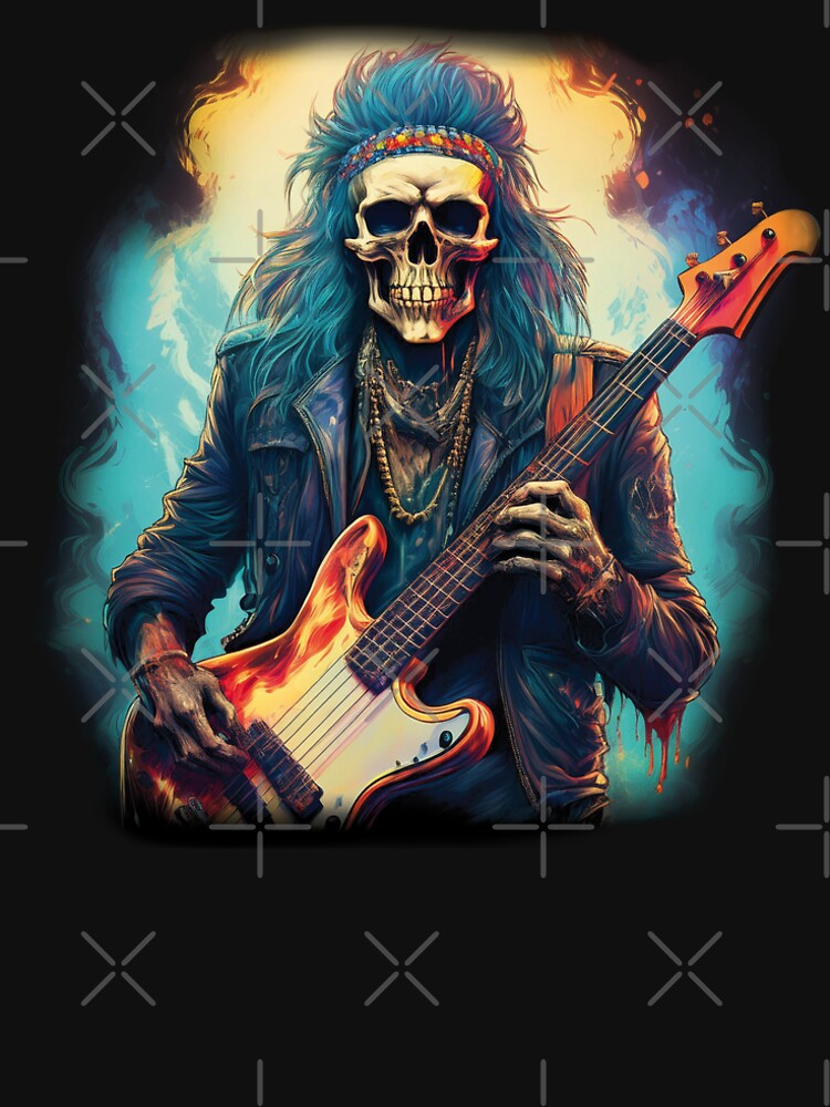 Thumbnail 4 of 4, Premium T-Shirt, Rock 'n' Roll Skeleton – The Eternal Bassist designed and sold by TrueNovaDesigns.