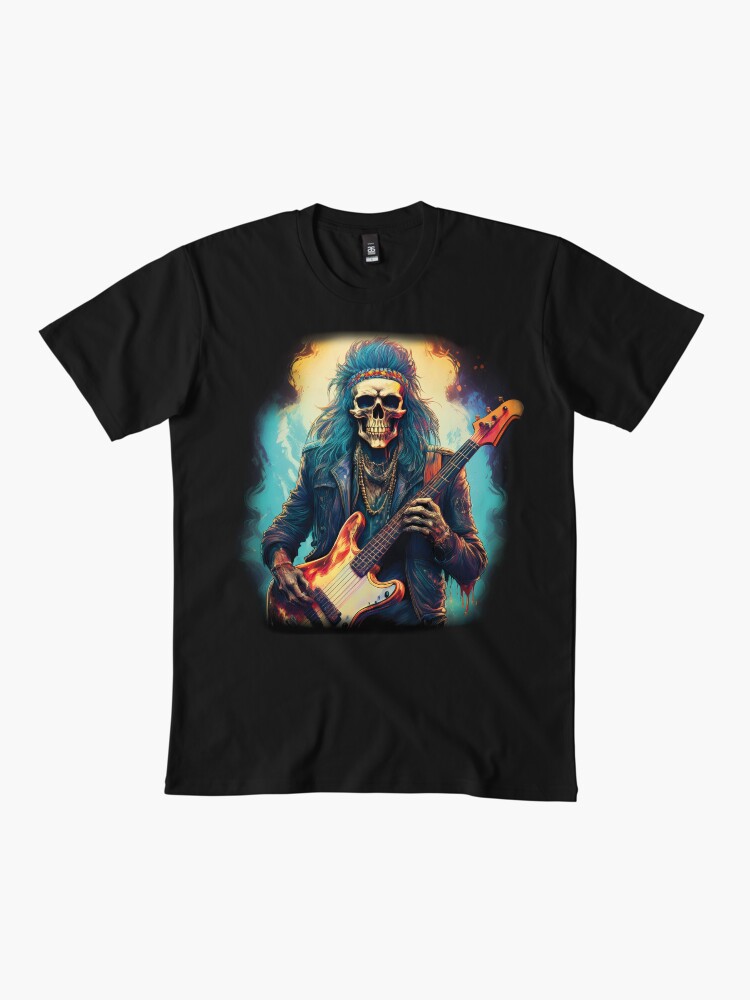 Thumbnail 2 of 4, Premium T-Shirt, Rock 'n' Roll Skeleton – The Eternal Bassist designed and sold by TrueNovaDesigns.