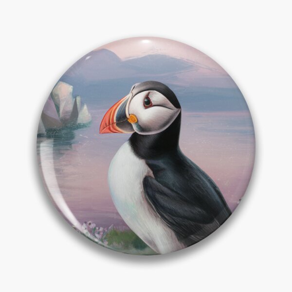 Item preview, An Iceland puffin in a pastel scenery.  designed and sold by notevidia.