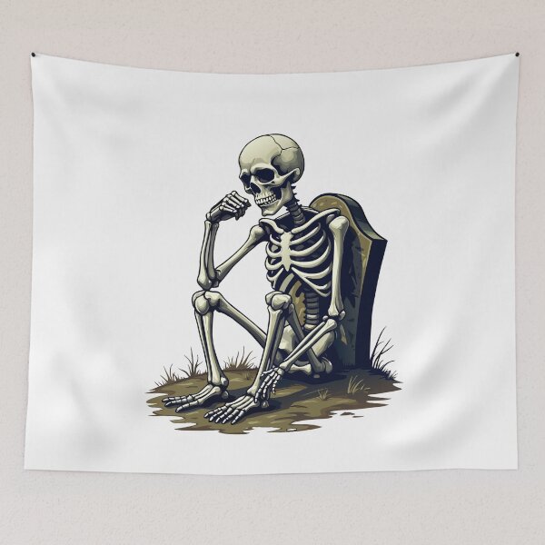 Item preview, Funny Skeleton Waiting For Halloween Design designed and sold by MimsTees.