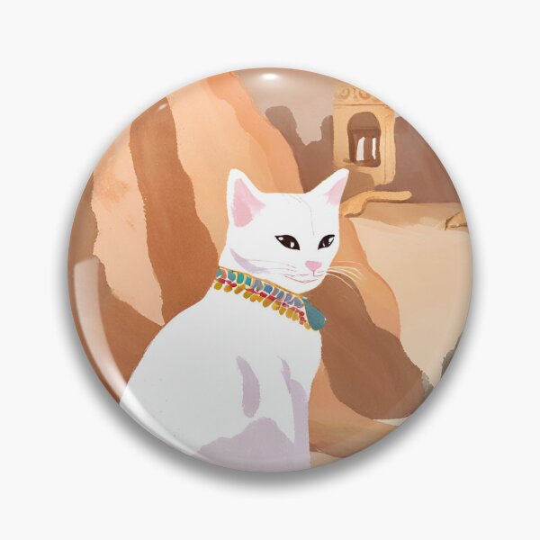 Item preview, White she-cat wearing an ancient necklace designed and sold by catBeniamin.