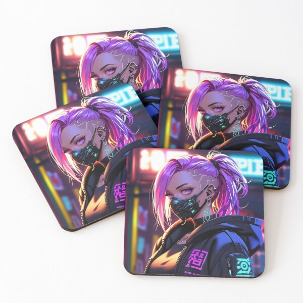 Item preview, Anime Posters Cyberpunk anime girl portrait Canvas Metal Print Poster Art Board designed and sold by RecortShirt.