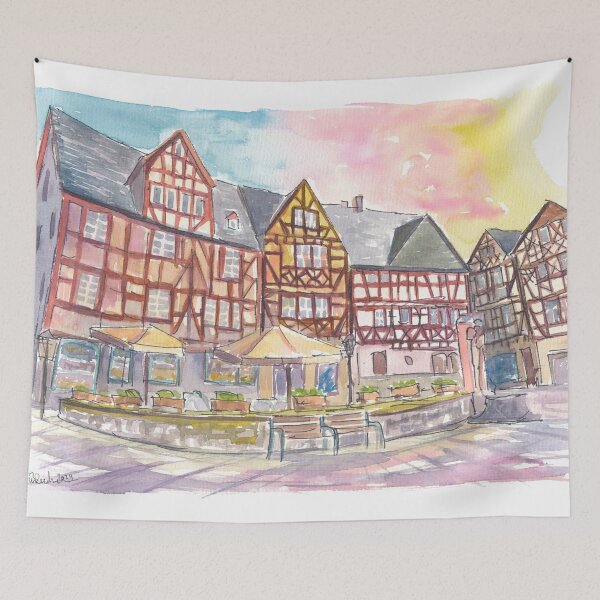 Item preview, Historic Half-Timbered Houses in Limburg Lahn on Ploetze Square designed and sold by artshop77.