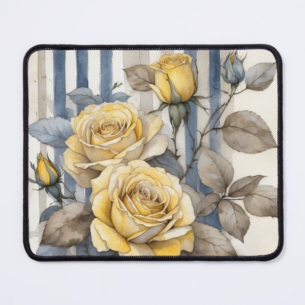 Aperçu de l'œuvre Rayures bleues et roses jaunes créée et vendue par FlowerMeFlorals.