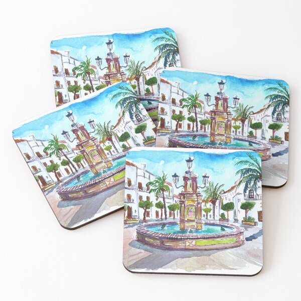 Item preview, Vejer de la Frontera Andalusia Spain Fountain Square Scene designed and sold by artshop77.