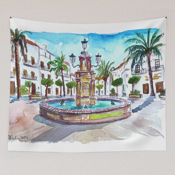 Item preview, Vejer de la Frontera Andalusia Spain Fountain Square Scene designed and sold by artshop77.