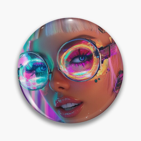 Item preview, Realistic cyber girl with glasses colorful designed and sold by pinkuardesign.