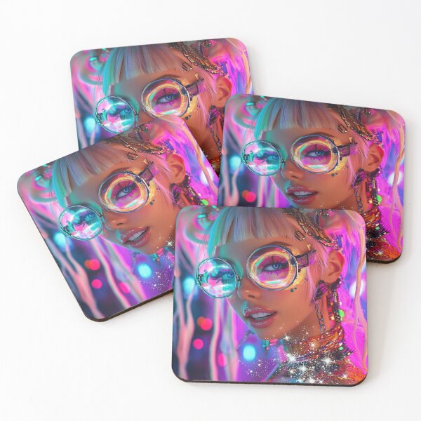 Item preview, Realistic cyber girl with glasses colorful designed and sold by pinkuardesign.