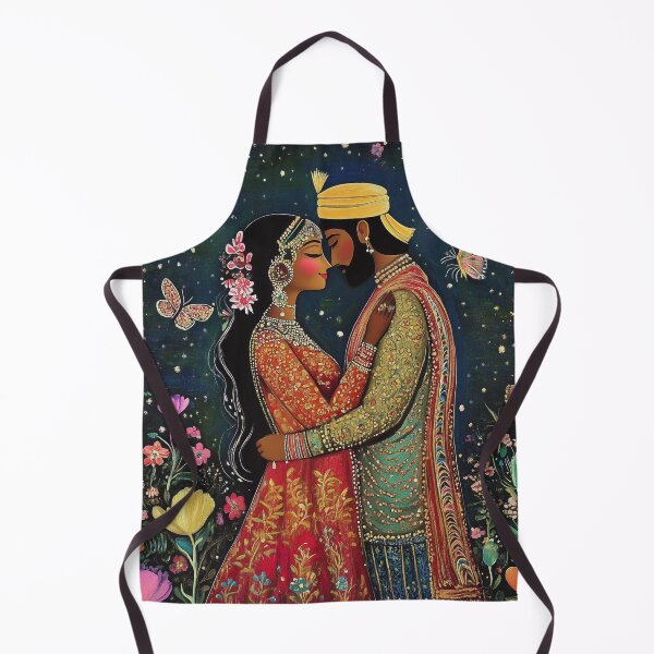Item preview, Traditional Asian Couple embracing in floral garden under the moon designed and sold by BeatnikBuddha.