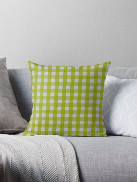 Blue and Green Gingham Pattern Throw Pillow