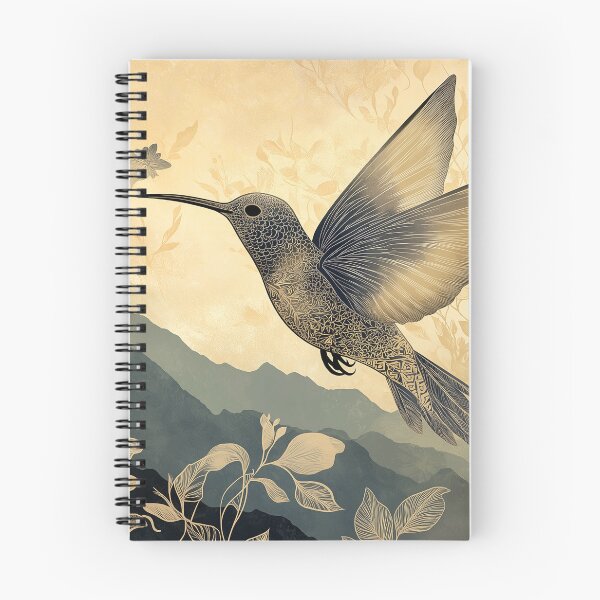 Artikelvorschau, Goldener Kolibri im Flug über den Bergen entworfen und verkauft von ElysiArt.