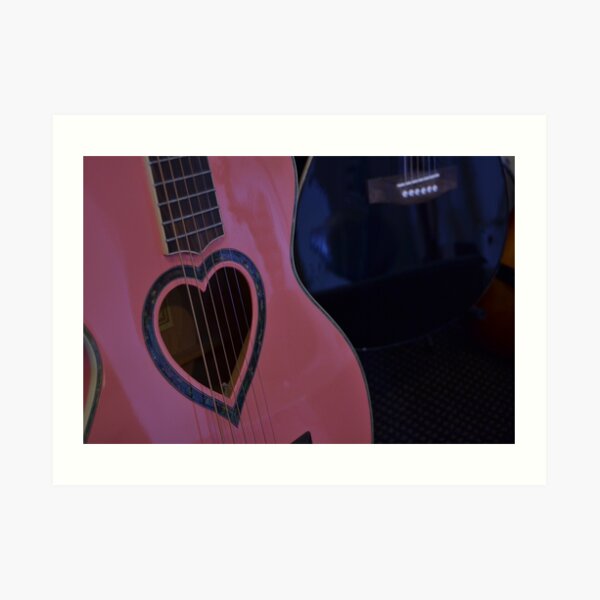 Pink Heart Guitar Art Print