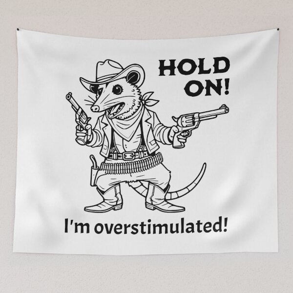 Item preview, Hold On, I'm Overstimulated Opossum Funny Animal Design designed and sold by QuirkPrint.
