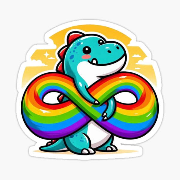 Item preview, Rainbow Infinity Dino Hug designed and sold by Vkinsify.