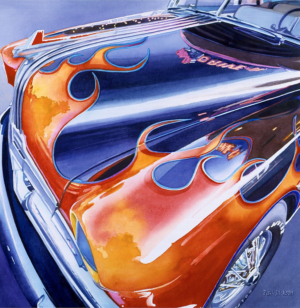 Download ""Black Beauty" Vintage Car Watercolor" by Paul Jackson ...