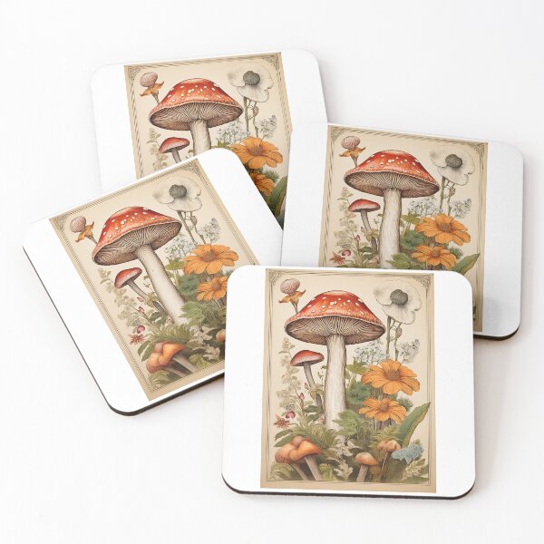 Item preview, Vintage Fly Agaric Illustration - Retro Nature Art - Mushrooms and Wildflowers - Minimal designed and sold by pod24.