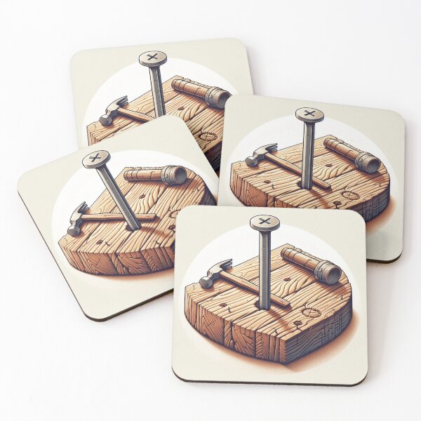Item preview, A close-up of a hammer, nail, and flashlight resting on a wooden board. designed and sold by majidi1.