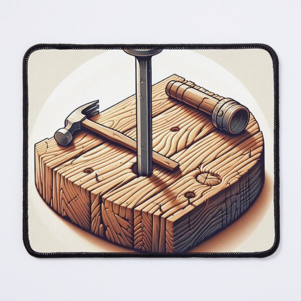 Item preview, A close-up of a hammer, nail, and flashlight resting on a wooden board. designed and sold by majidi1.