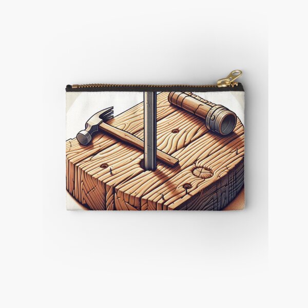 Item preview, A close-up of a hammer, nail, and flashlight resting on a wooden board. designed and sold by majidi1.
