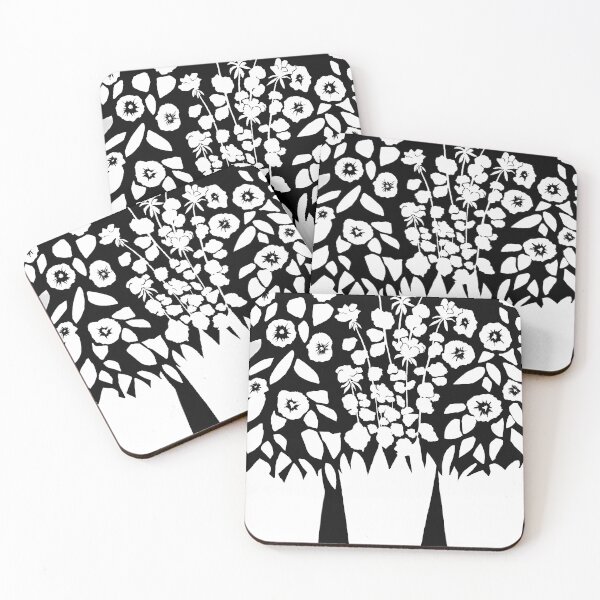 Item preview, black and white flowers digital pen drawing for charity designed and sold by JayTCee.