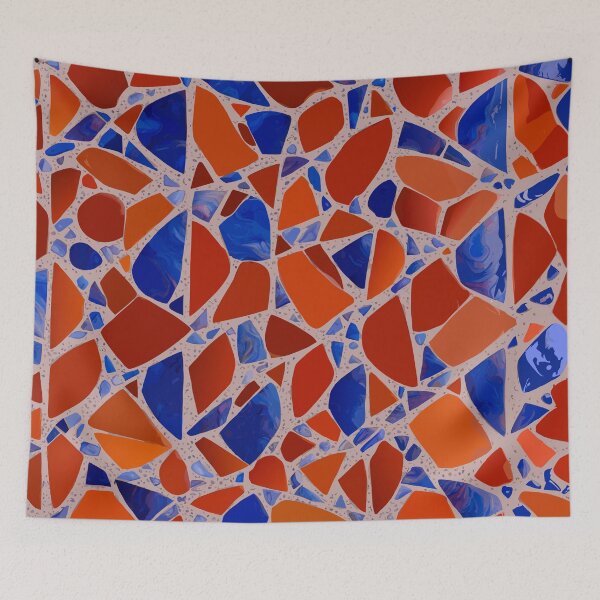 Item preview, PATTERN 031- CARNELIAN AND LAPISLAZULI MARBLE STONE - Gift items and personal use / Marble, Carnelian, Lapislazuli, Gemstone, White,  Orange, Blue, Velvet, Abstract, Broken Glass,  Art designed and sold by LumDesignArt.