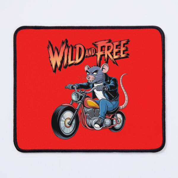 Item preview, rat wearing a leather jacket and riding a motorcycle - wild and free designed and sold by 123ks.