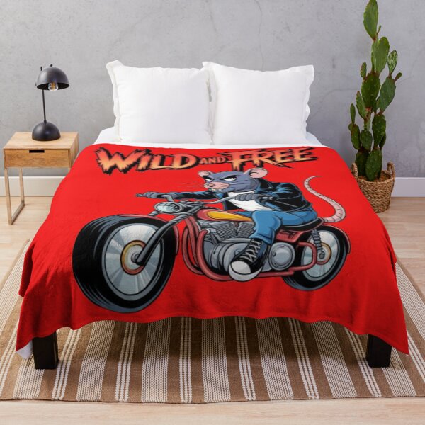 Item preview, rat wearing a leather jacket and riding a motorcycle - wild and free designed and sold by 123ks.