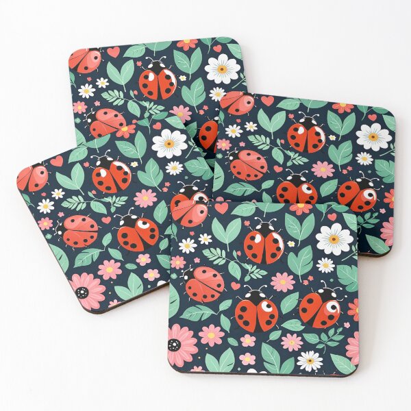 Item preview, Ladybug ladybird pattern with flowers illustration,  designed and sold by cheekylorns.