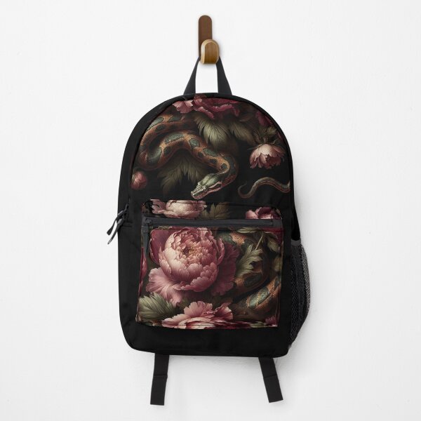 Vista previa del artículo con la obra «Serpiente en flor: peonías y arte floral oscuro con forma de serpiente», diseñado y vendido por chibicatart.