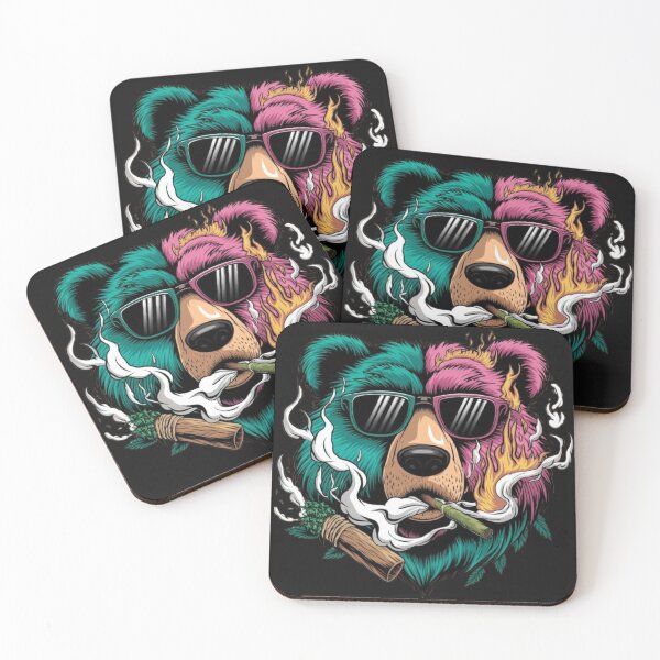 Item preview, cool bear smoking weed, burning blunt and cannabis designed and sold by 123ks.