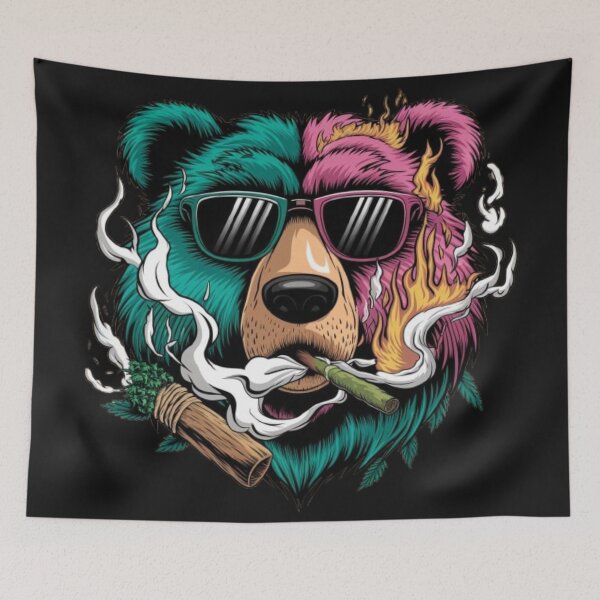 Item preview, Oso genial fumando marihuana, quemando porro y cannabis designed and sold by 123ks.