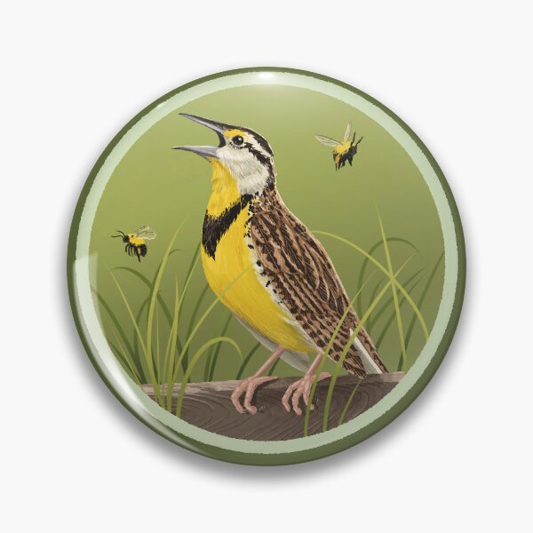 Item preview, Eastern Meadowlark Singing From Fence with Bees designed and sold by Nick Garnhart.