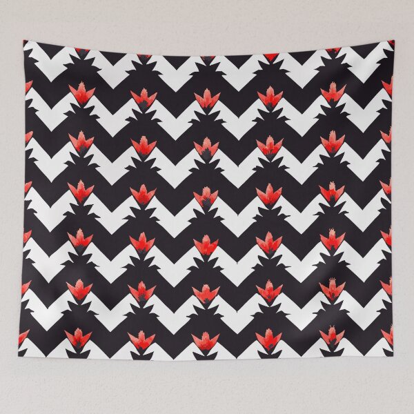 Item preview, PATTERN 032- BLACK LODGE RED ROOM TWIN PEAKS TULIPS  - Gift items and personal use / Black, Red, White, Zig Zag, Tulips, Lines, Floor, Abstract, Geometry,  Pattern, Art designed and sold by LumDesignArt.