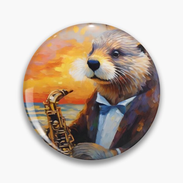 Artikelvorschau, Ein Seeotter spielt Saxophon an der Küste entworfen und verkauft von Paw's Arts.