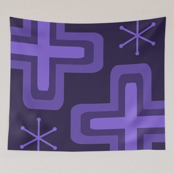 Item preview, Mid Century Modern Crosses Indigo designed and sold by thepixelgarden.