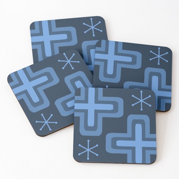 Item preview, Mid Century Modern Crosses Dark Blue designed and sold by thepixelgarden.